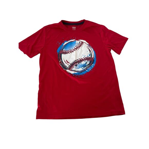 Athletic Works Red Baseball Short Sleeve T-Shirt Youth Size Large 10-12 Husky - Picture 1 of 4